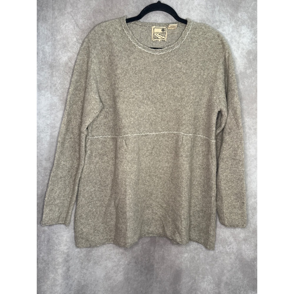 River Road Lambswool Blend Tunic‎ Top Textured Knit Crewneck Sweater Womens Med